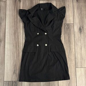 SHEIN Black Double-Breasted Mini Dress